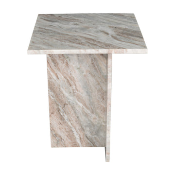Cecil 14" Contemporary Natural Marble Handmade T-Shaped End Table - JONATHAN Y